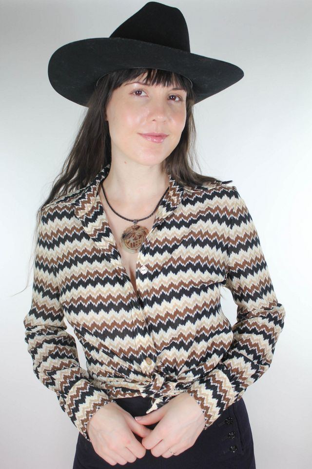 1970s Disco Zig-Zag Knit Button Down Selected By Moons + Junes Vintage #3