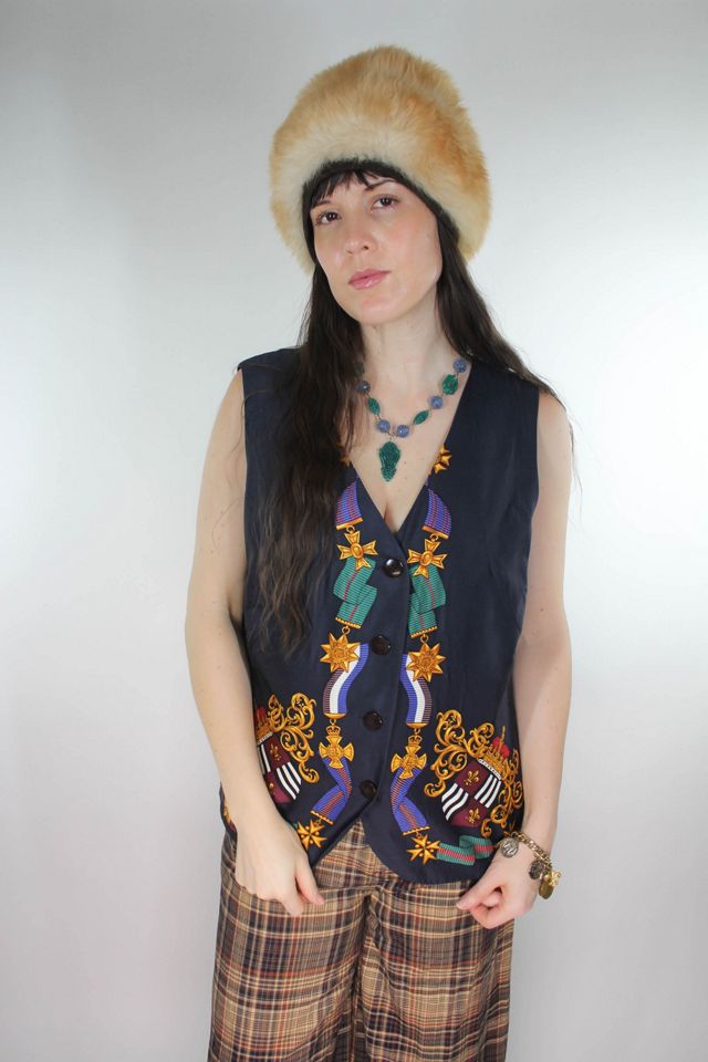 1990s Baroque Silk Royal Lion Coat of Arms Vest Selected By Moons + Junes Vintage #1