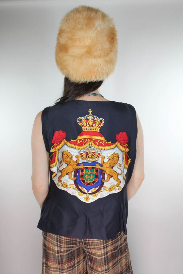1990s Baroque Silk Royal Lion Coat of Arms Vest Selected By Moons + Junes Vintage #2