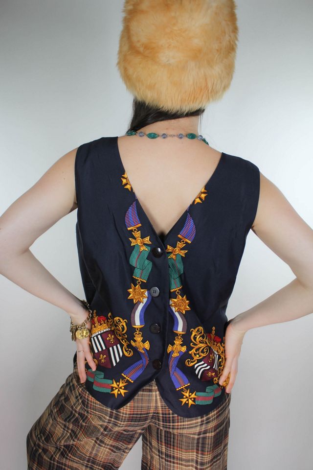 1990s Baroque Silk Royal Lion Coat of Arms Vest Selected By Moons + Junes Vintage #3