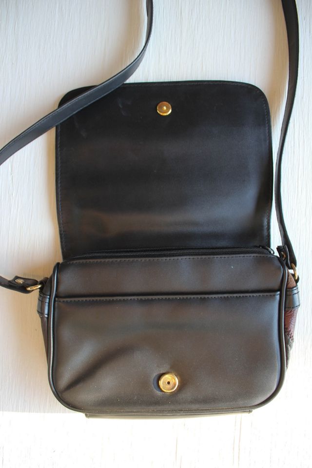 1980s Black Leather Patchwork Crossbody Purse Selected By Moons + Junes Vintage #3