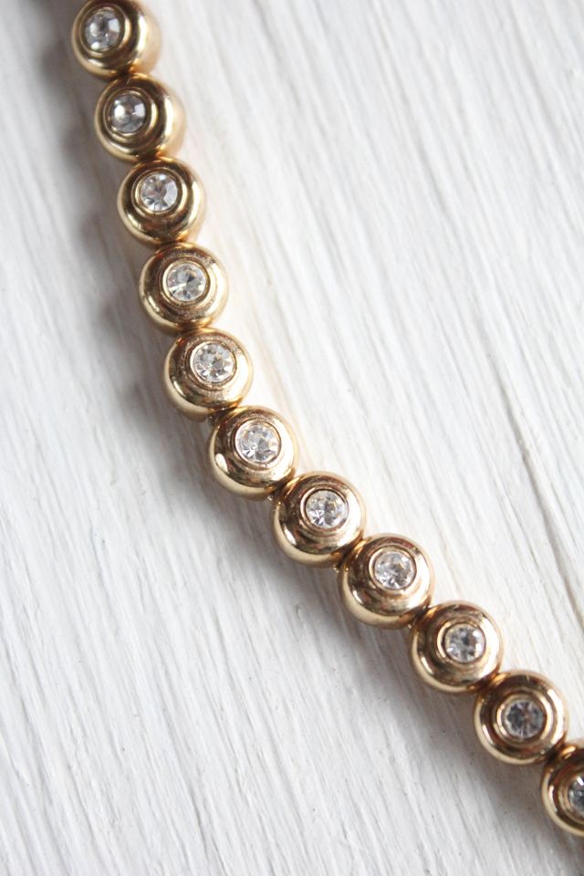 Vintage Crystal Bezel Tennis Gold Necklace Selected By Moons + Junes Vintage #2