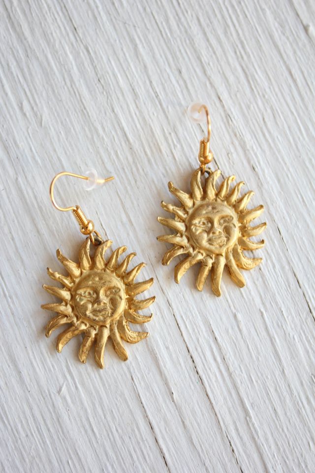 1990s Celestial Golden Sun Dangle Earrings Selected By Moons + Junes Vintage #2