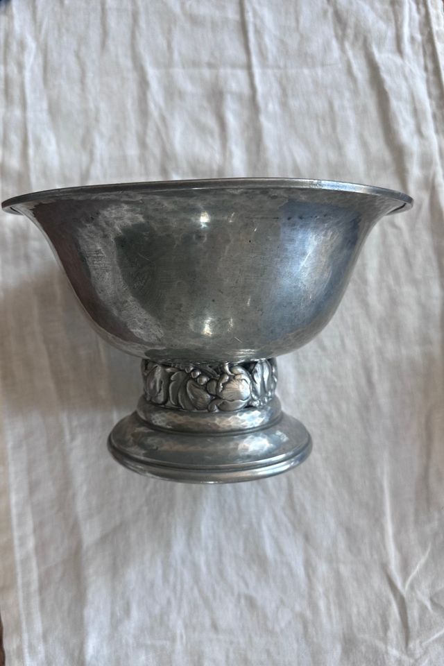 Vintage Mid Century Danish Pewter Pedestal Bowl Selected by KA.TL.AK #1
