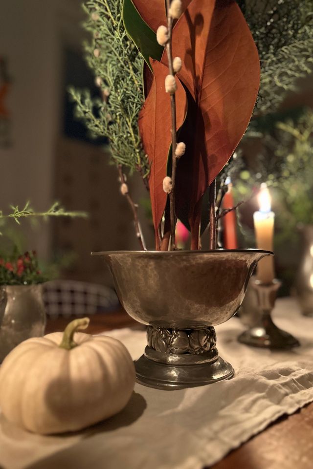 Vintage Mid Century Danish Pewter Pedestal Bowl Selected by KA.TL.AK #3