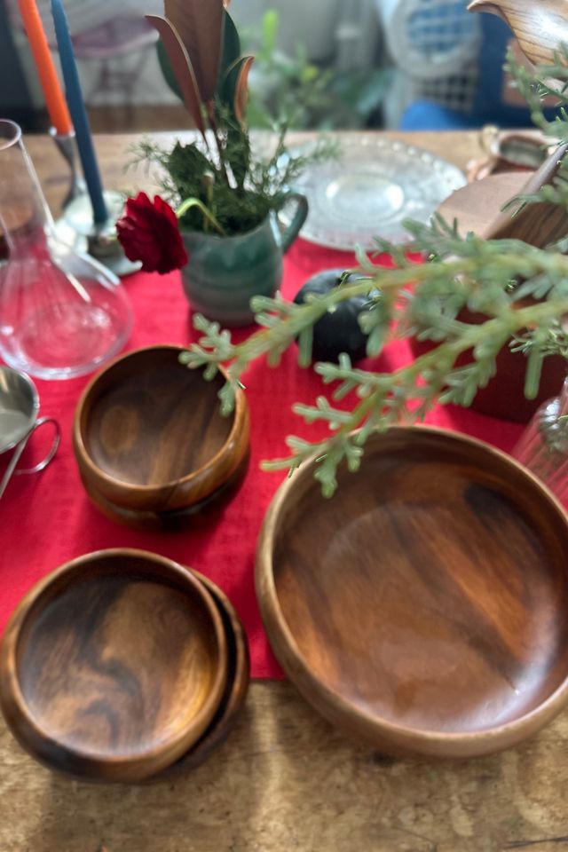 Vintage Solid Wood Shallow Salad Bowl Set Selected by KA.TL.AK #2