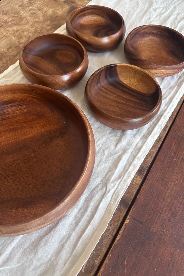 Vintage Solid Wood Shallow Salad Bowl Set Selected by KA.TL.AK #3