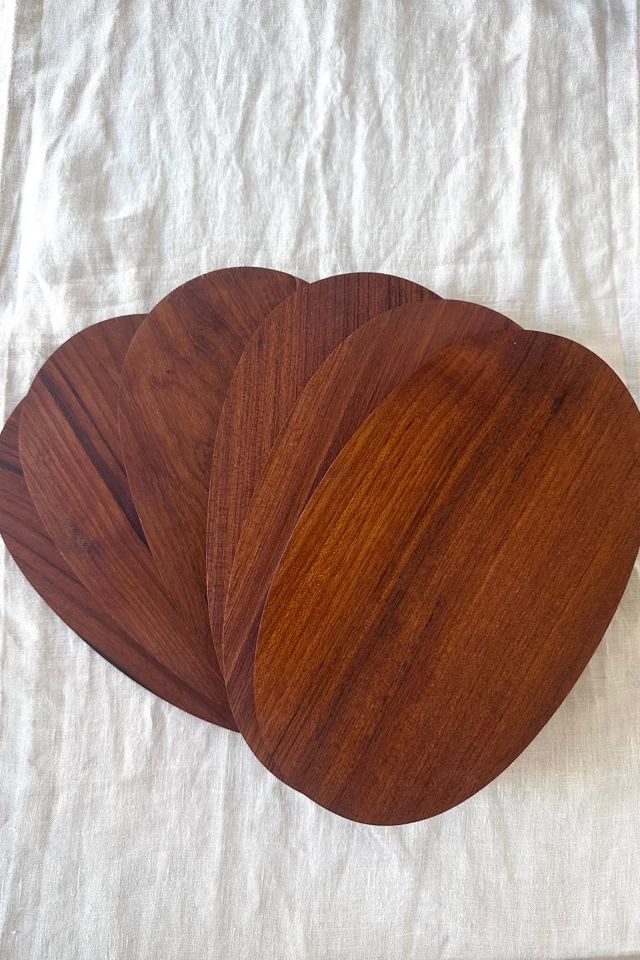 Vintage Set of Six Modern Teak Tray or Placemats Selected by KA.TL.AK #2