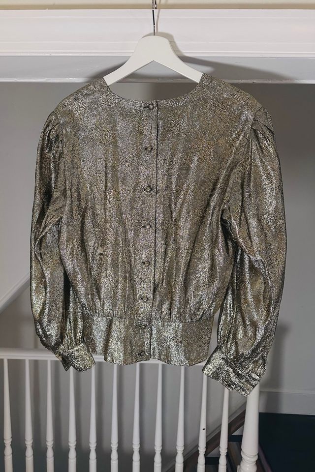 Vintage Gold Lame V Neck Blouse Selected by KA.TL.AK #2