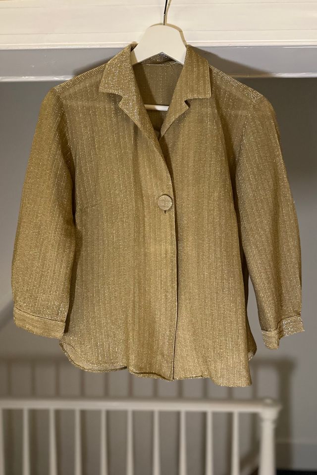 Vintage Gold Button Front V neck Blouse Selected by KA.TL.AK #2