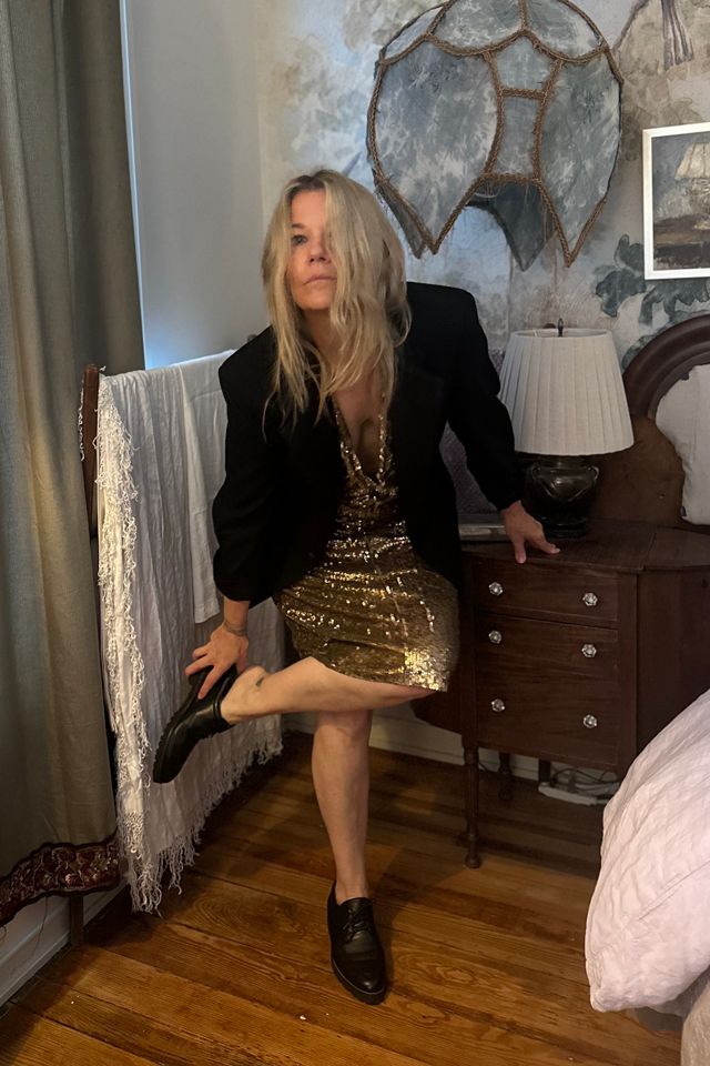 MARNI Gold Sequined Cocktail Sheath Dress with Cowl Neckline Selected by KA.TL.AK #1