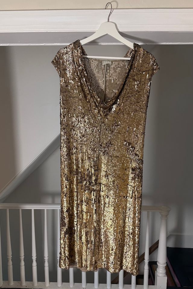 MARNI Gold Sequined Cocktail Sheath Dress with Cowl Neckline Selected by KA.TL.AK #2