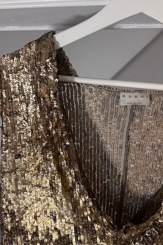 MARNI Gold Sequined Cocktail Sheath Dress with Cowl Neckline Selected by KA.TL.AK #3