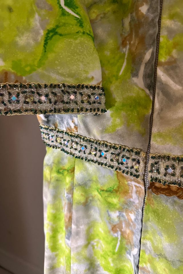 Vintage 1960’s Abstract Floral Maxi Dress with Jeweled Details Selected by KA.TL.AK #3