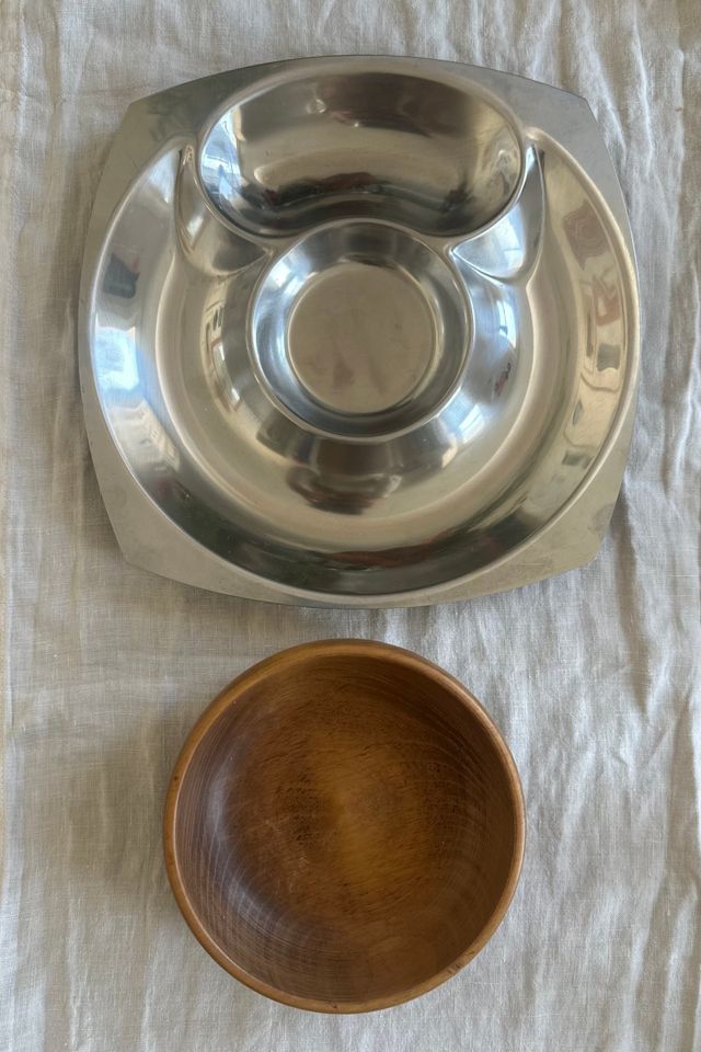 Vintage Modern Mixed Materials Hors D’oeuvre Tray and Bowl Set Selected by KA.TL.AK #1