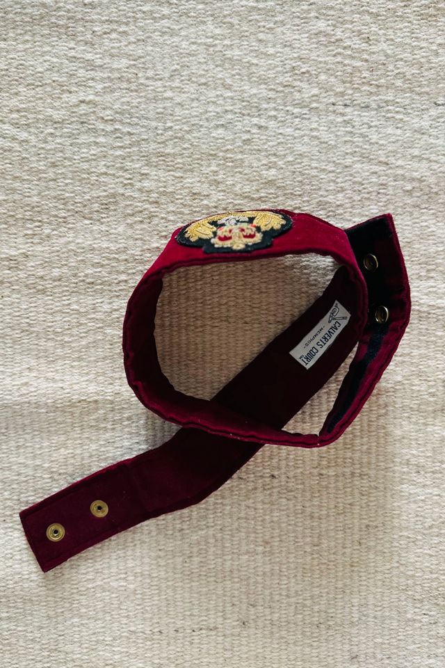Vintage Burgendy Velvet Adjustable Belt with British Royal Navy Emblem Selected by KA.TL.AK #2
