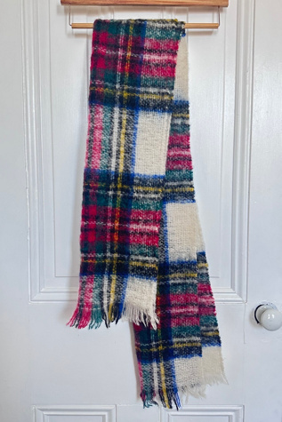 Vintage Scottish Made Mohair Plaid Scarf Selected by KA.TL.AK