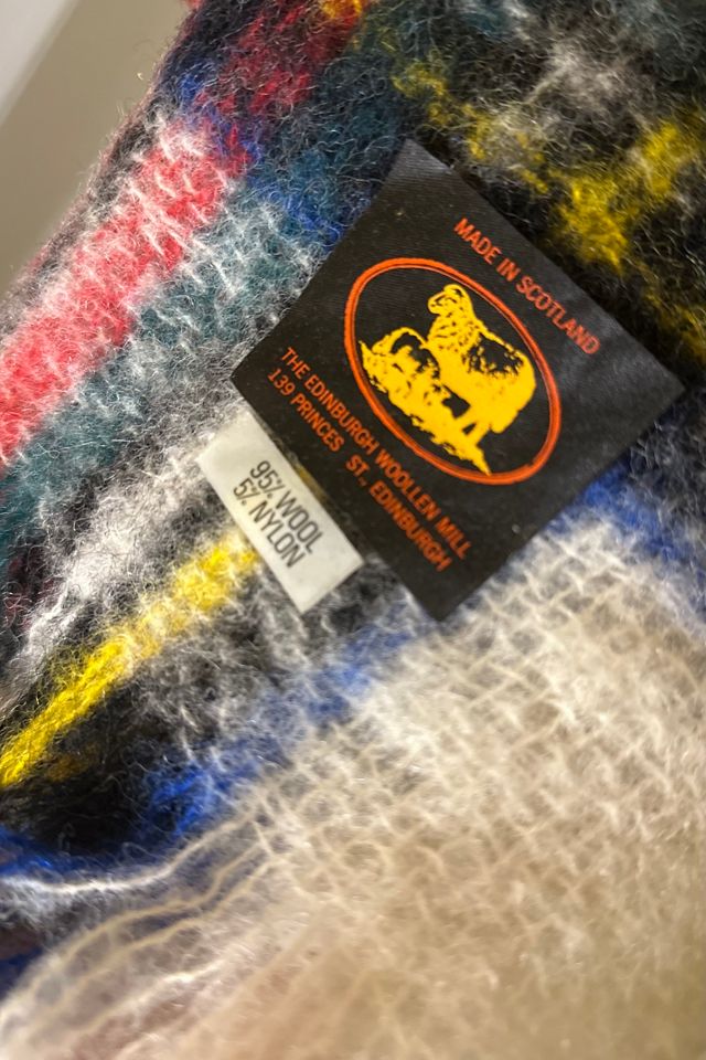 Vintage Scottish Made Mohair Plaid Scarf Selected by KA.TL.AK #3
