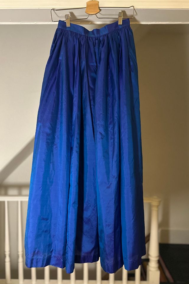 Blue Iridescent Full Silk Skirt with Pockets at Seam Selected by KA.TL.AK #2