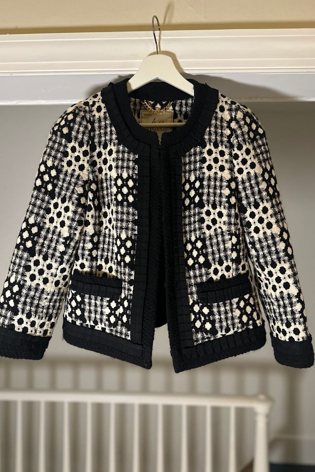 Milly Black and White Patterned Cropped Jacket Selected by KA.TL.AK #1