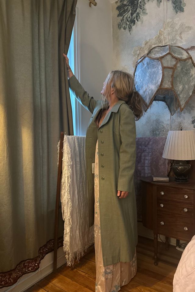Vintage 70’s Light Green Long Coat with Gold Buttons Selected by KA.TL.AK #1