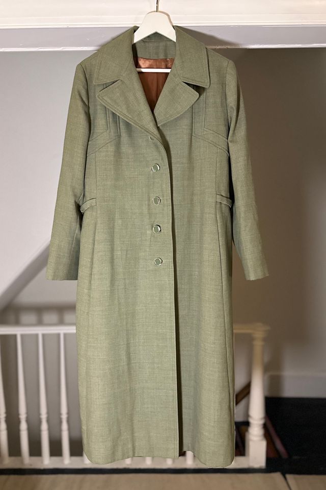 Vintage 70’s Light Green Long Coat with Gold Buttons Selected by KA.TL.AK #2