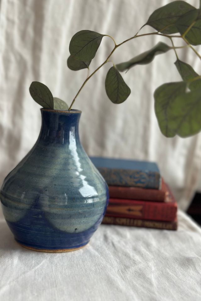 Vintage Signed Blue Studio Pottery Vase Selected by KA.TL.AK #2