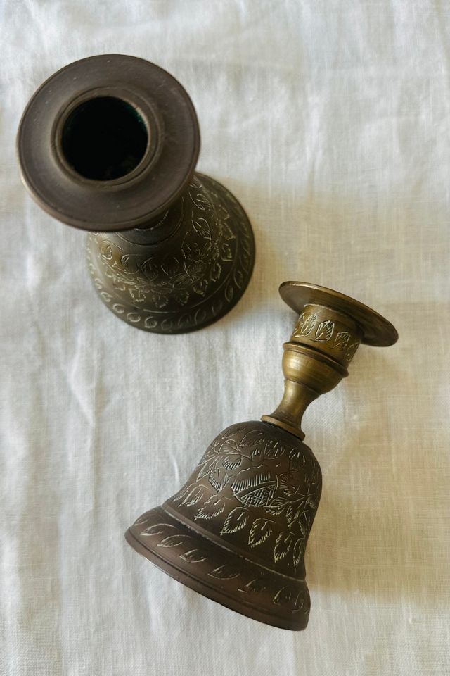 Vintage Etched Brass Bell Candle Holders Selected by KA.TL.AK #3