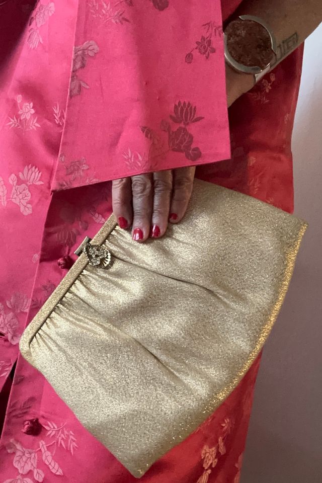 Vintage Gold Lame Evening Bag with Gathered and Diamonded Detail Selected by KA.TL.AK #1