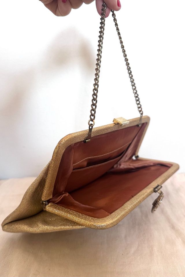 Vintage Gold Lame Evening Bag with Gathered and Diamonded Detail Selected by KA.TL.AK #2