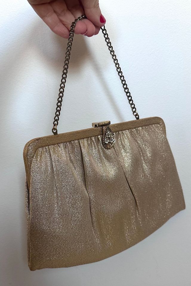 Vintage Gold Lame Evening Bag with Gathered and Diamonded Detail Selected by KA.TL.AK #3