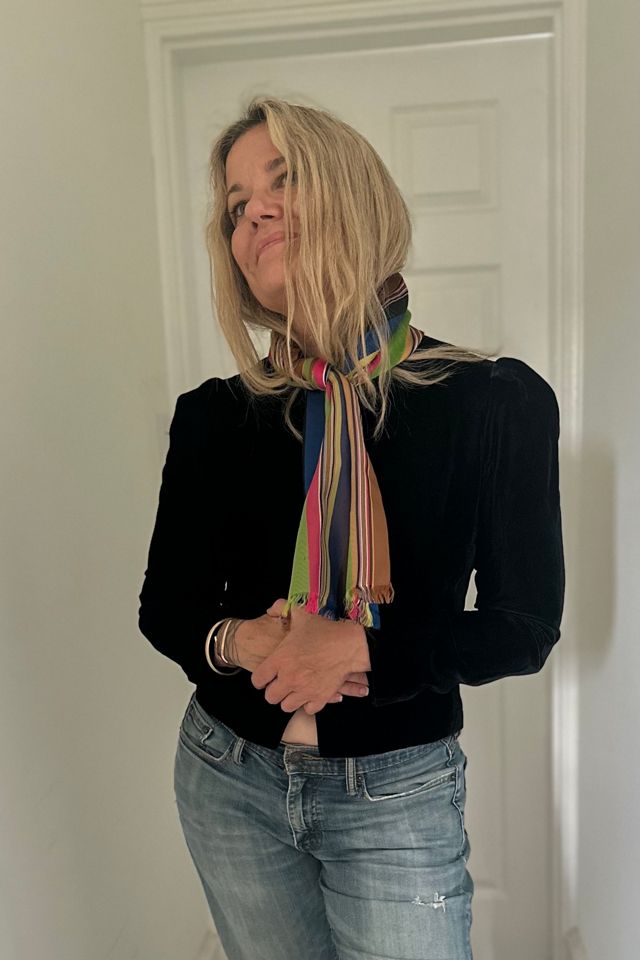 Vintage Striped Velvet and Silk Taffeta Scarf Selected by KA.TL.AK #1