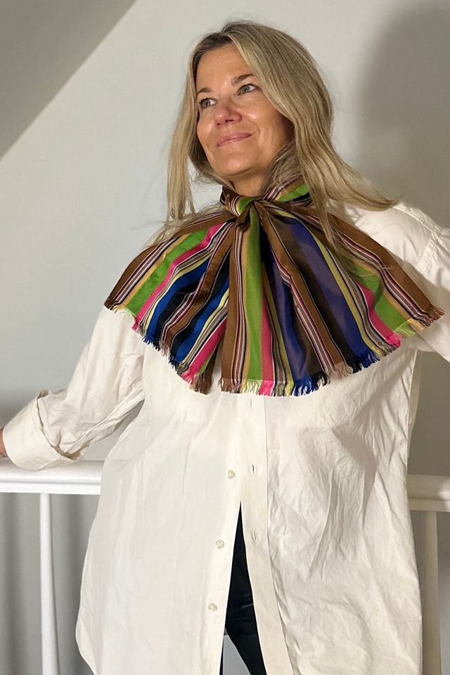 Vintage Striped Velvet and Silk Taffeta Scarf Selected by KA.TL.AK #2
