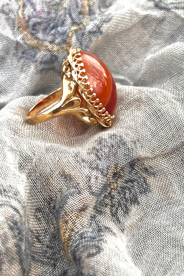 Vintage 14K Gold and Banded Agate Cocktail Ring  Selected by Anna Corinna #1