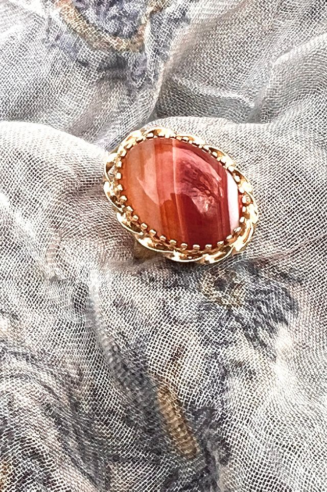 Vintage 14K Gold and Banded Agate Cocktail Ring  Selected by Anna Corinna #2