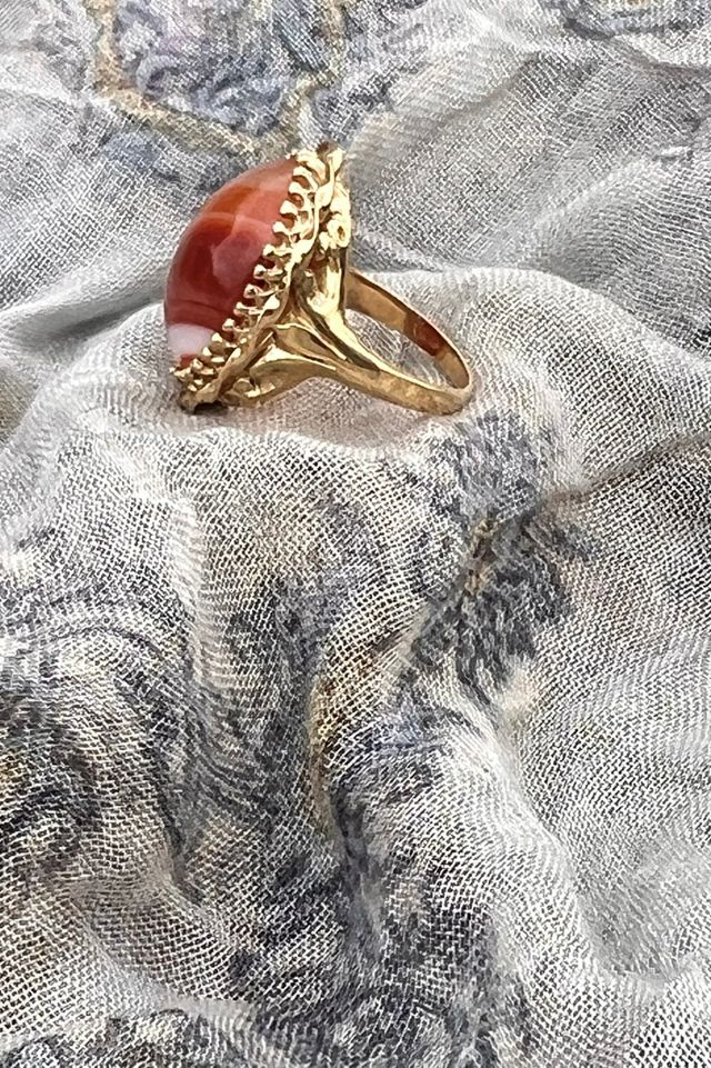 Vintage 14K Gold and Banded Agate Cocktail Ring  Selected by Anna Corinna #3