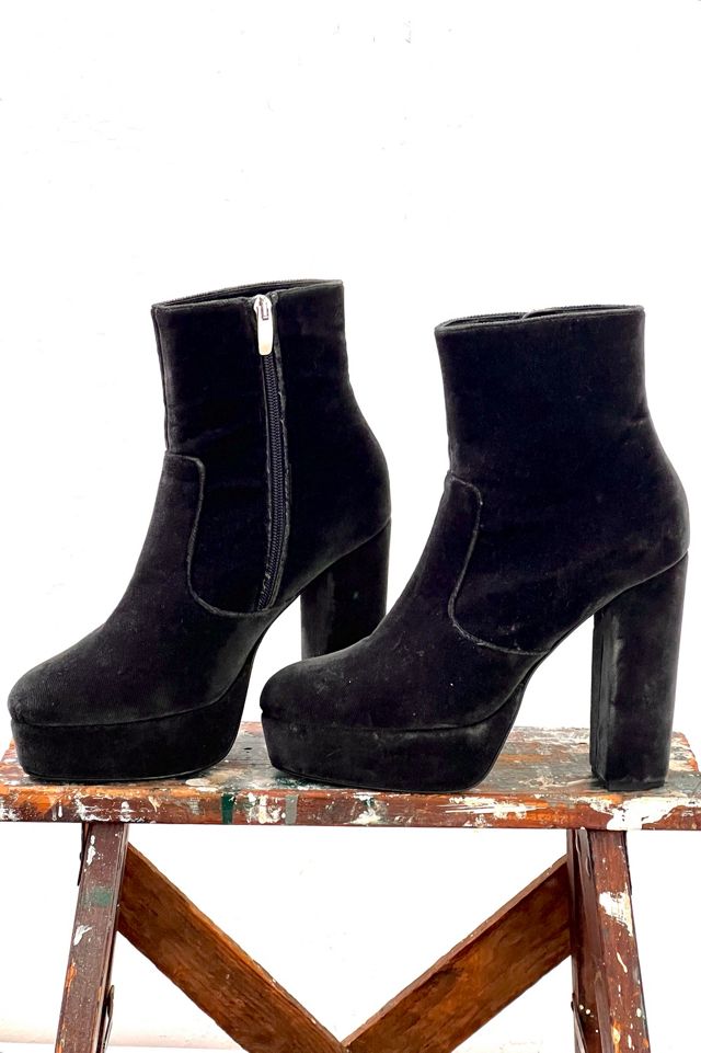 Vintage Elyse Walker Velvet Platform Booties Selected by Anna Corinna #1