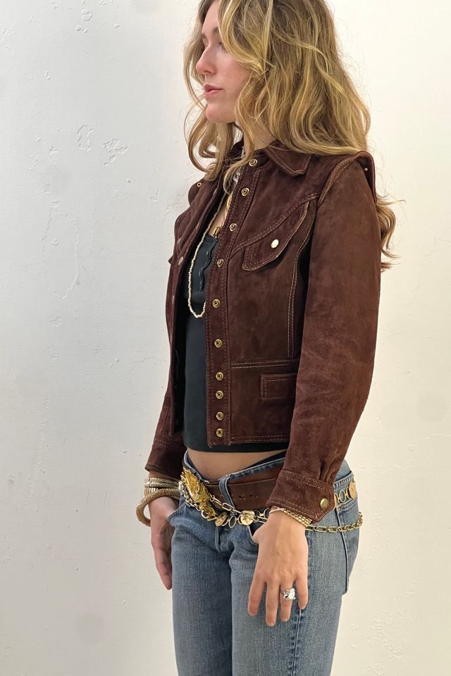 Vintage Suede Snap Up Cropped Jacket Selected by Anna Corinna #1
