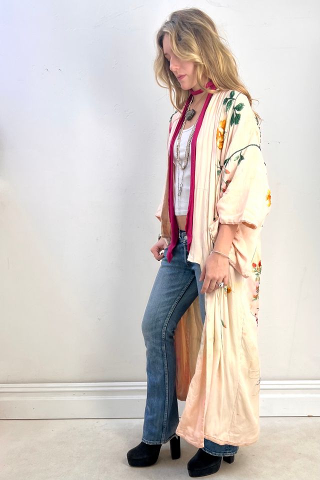 Vintage Kimono Silk Hand Embroidered Flowers Selected by Anna Corinna #1