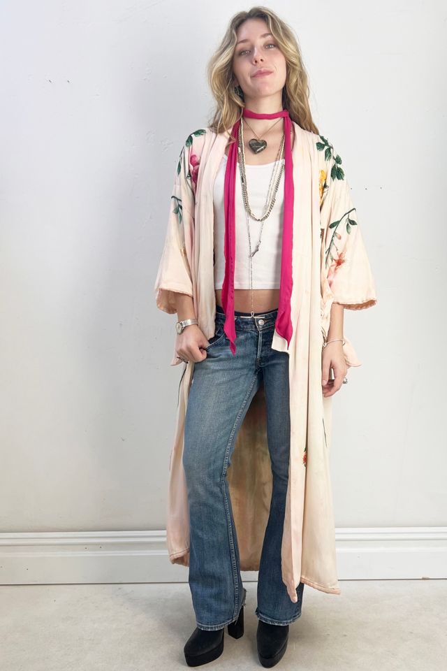 Vintage Kimono Silk Hand Embroidered Flowers Selected by Anna Corinna #2