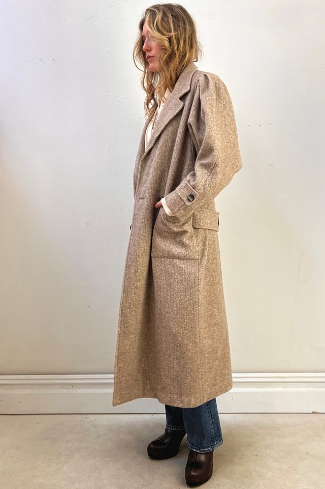 Vintage Coat Herringbone Wool Maxi Selected by Anna Corinna #1