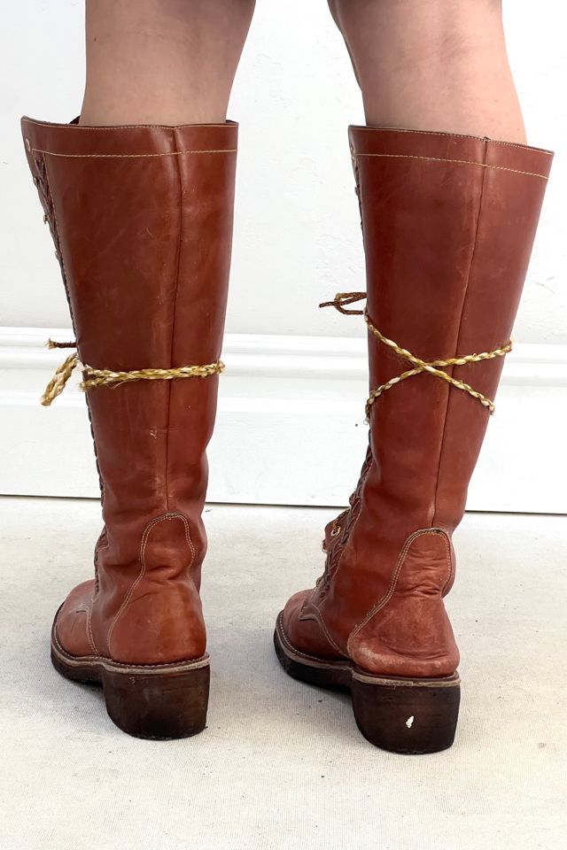 Vintage Boots Leather Gum Soled Knee High Lace Up Selected by Anna Corinna #2