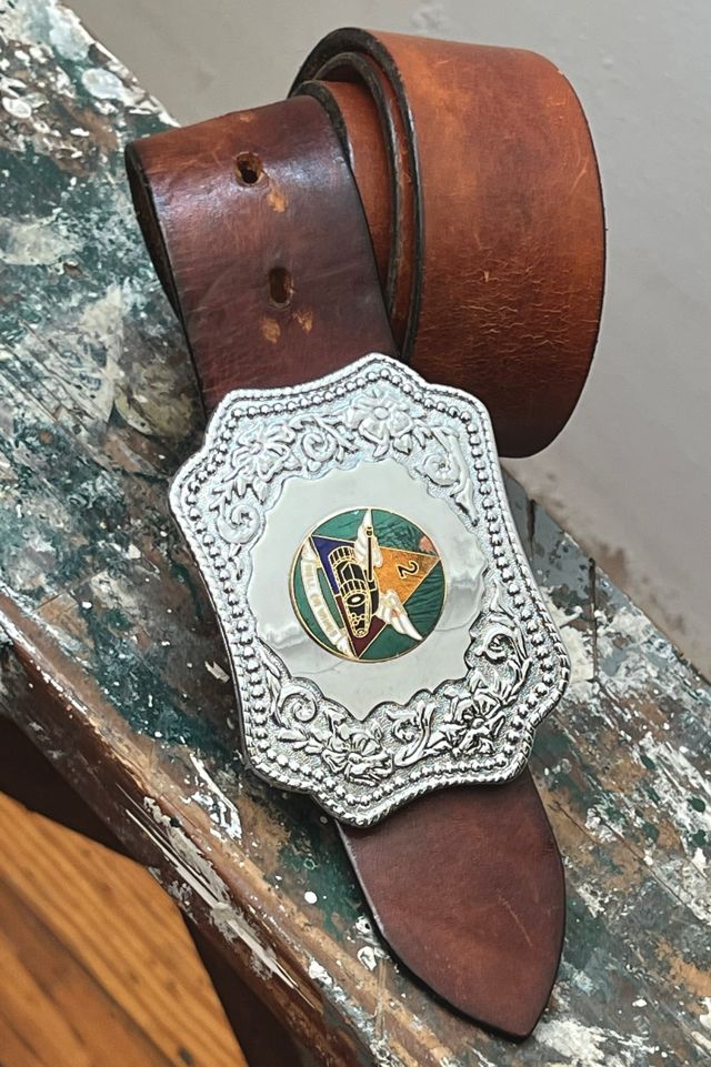 Vintage Hell On Wheels  Leather Belt and Buckle Selected by Anna Corinna #1