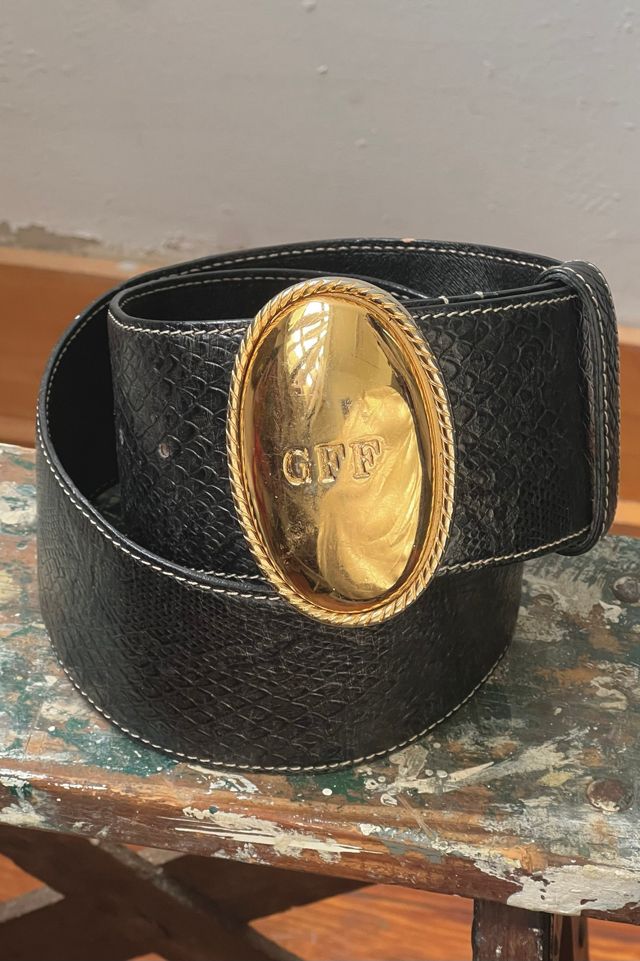 Vintage Ginafranco Ferre Leather Belt and Gold Buckle Selected by Anna Corinna #1