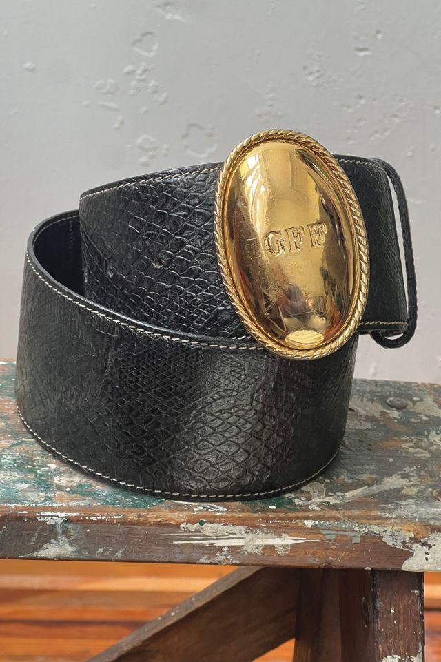 Vintage Ginafranco Ferre Leather Belt and Gold Buckle Selected by Anna Corinna #2