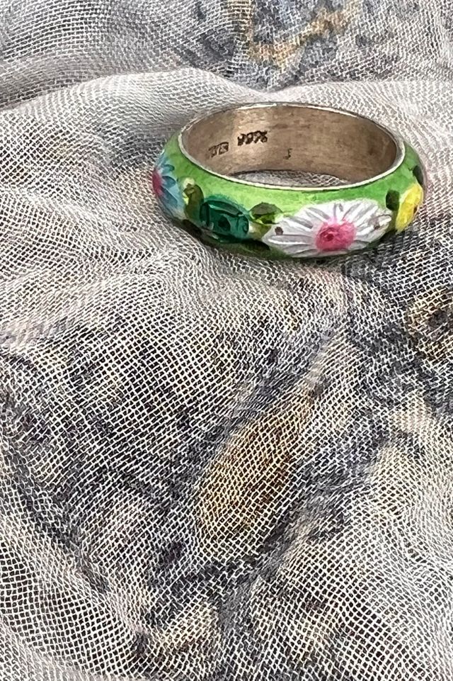 Vintage Sterling Silver and Enamel Band Ring  Selected by Anna Corinna #3