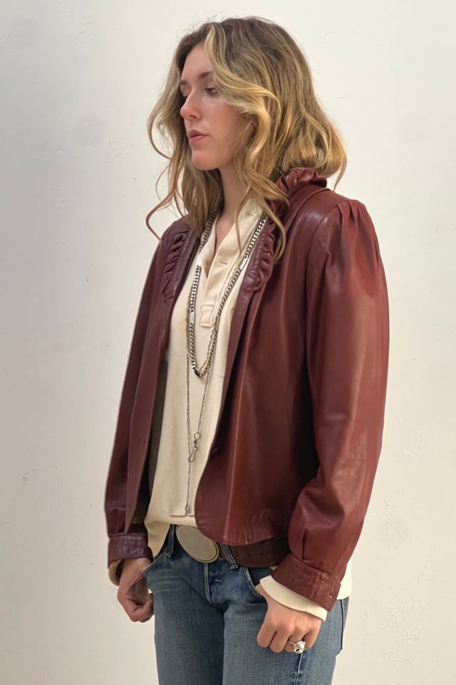 Vintage Leather Ruffle Collar Jacket Selected by Anna Corinna #1