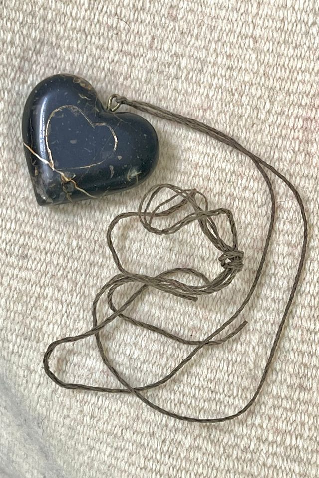 Vintage Hand Carved Stone Heart Pendant  Selected by Anna Corinna #1