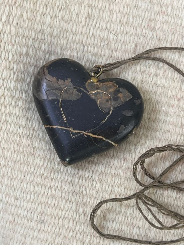 Vintage Hand Carved Stone Heart Pendant  Selected by Anna Corinna #2