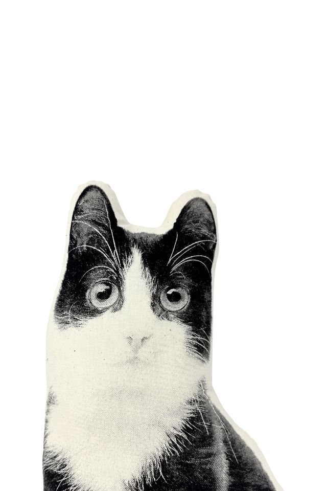 Broderpress Black and White Kitten Pillow #3